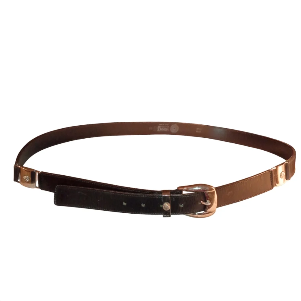 Versace Classic V2 Vera Pelle black belt Silver hardware Size 48 Made in Italy